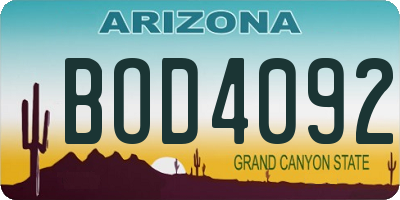 AZ license plate BOD4092