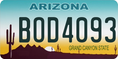 AZ license plate BOD4093
