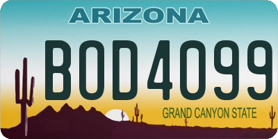 AZ license plate BOD4099