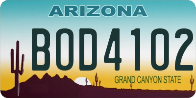 AZ license plate BOD4102