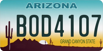 AZ license plate BOD4107
