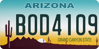 AZ license plate BOD4109