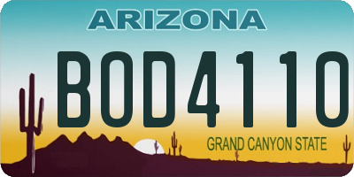 AZ license plate BOD4110