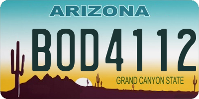 AZ license plate BOD4112