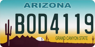 AZ license plate BOD4119