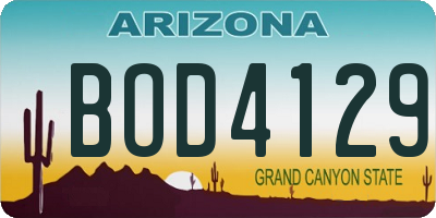 AZ license plate BOD4129
