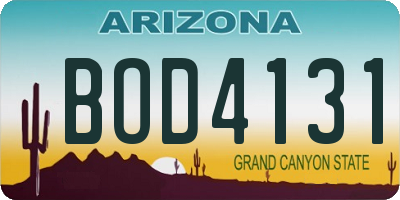 AZ license plate BOD4131
