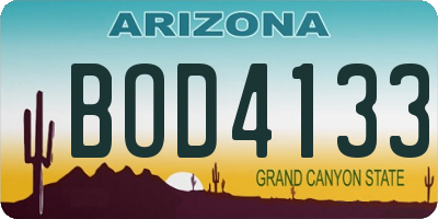 AZ license plate BOD4133