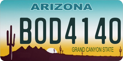 AZ license plate BOD4140