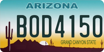 AZ license plate BOD4150