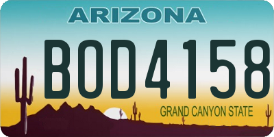 AZ license plate BOD4158