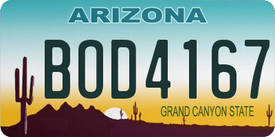 AZ license plate BOD4167