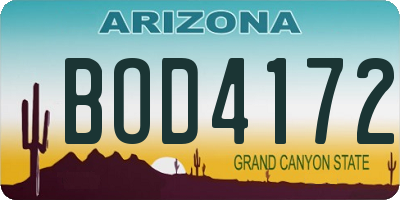 AZ license plate BOD4172