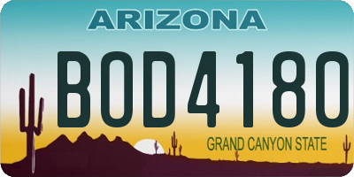 AZ license plate BOD4180