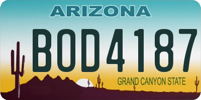 AZ license plate BOD4187
