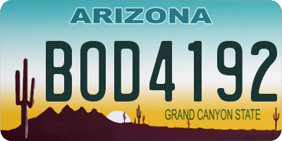 AZ license plate BOD4192