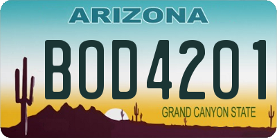 AZ license plate BOD4201