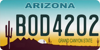 AZ license plate BOD4202