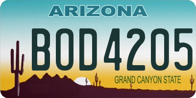AZ license plate BOD4205
