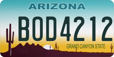 AZ license plate BOD4212