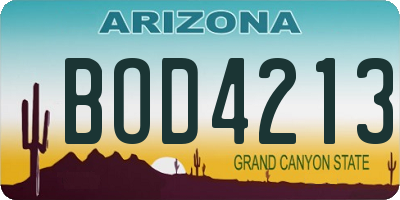 AZ license plate BOD4213