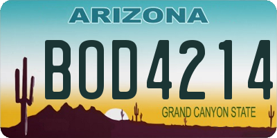 AZ license plate BOD4214