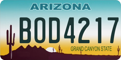 AZ license plate BOD4217