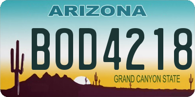 AZ license plate BOD4218