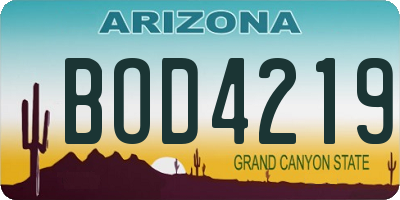 AZ license plate BOD4219