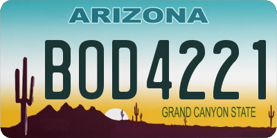 AZ license plate BOD4221