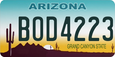 AZ license plate BOD4223