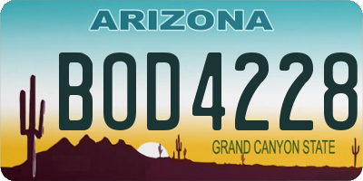 AZ license plate BOD4228