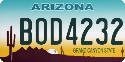 AZ license plate BOD4232