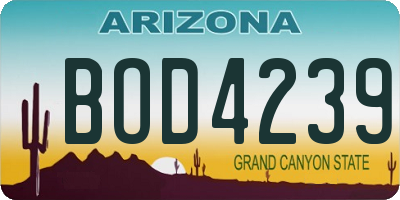 AZ license plate BOD4239