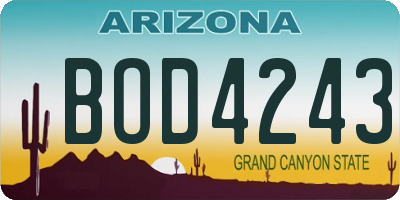 AZ license plate BOD4243
