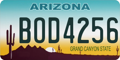 AZ license plate BOD4256