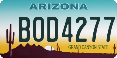 AZ license plate BOD4277