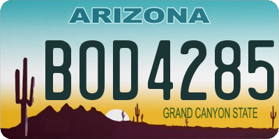 AZ license plate BOD4285