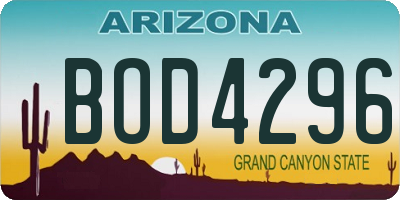 AZ license plate BOD4296