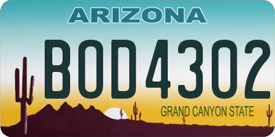 AZ license plate BOD4302