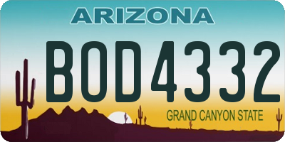 AZ license plate BOD4332