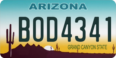 AZ license plate BOD4341