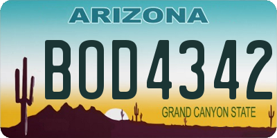 AZ license plate BOD4342