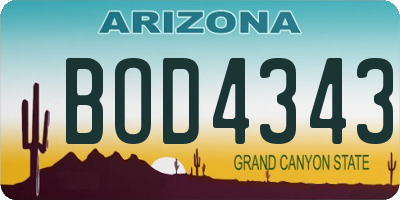 AZ license plate BOD4343