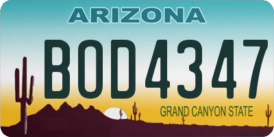 AZ license plate BOD4347