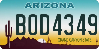 AZ license plate BOD4349