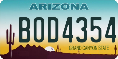 AZ license plate BOD4354