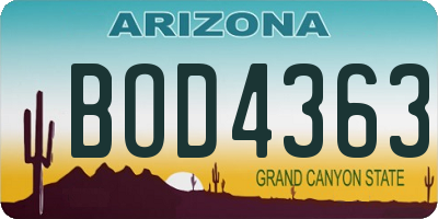 AZ license plate BOD4363