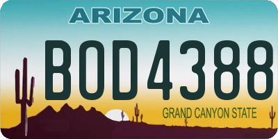 AZ license plate BOD4388