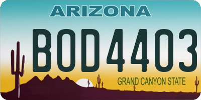 AZ license plate BOD4403